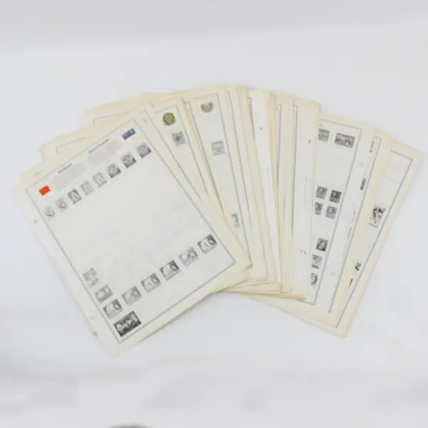 Lot of 75 Vintage H.E. Harris Worldwide Stamp Album Pages B&W