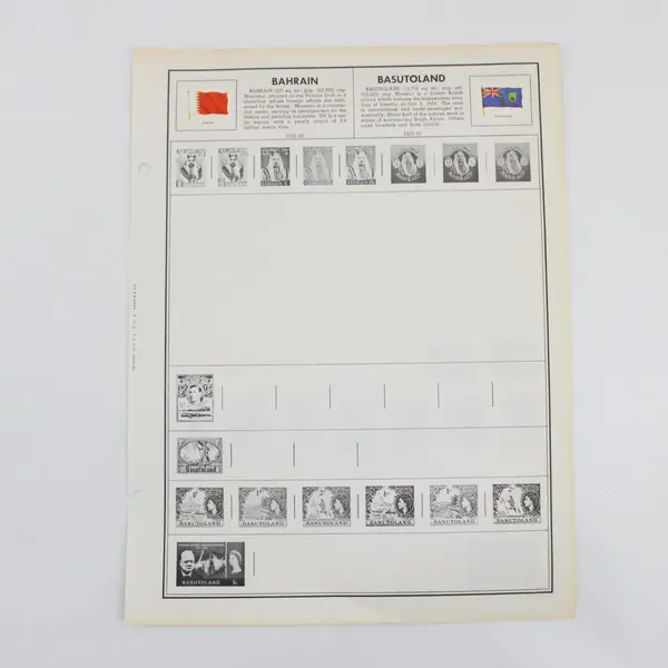 Lot of 75 Vintage H.E. Harris Worldwide Stamp Album Pages B&W