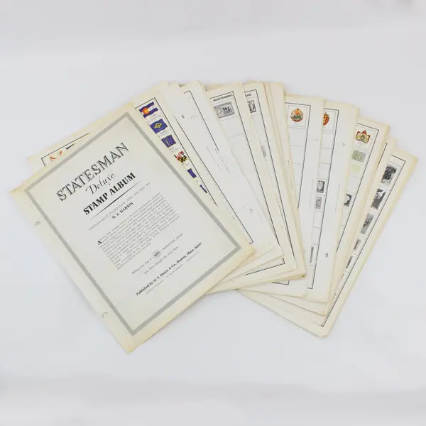 Lot of 75 Vintage H.E. Harris Worldwide Stamp Album Pages Used