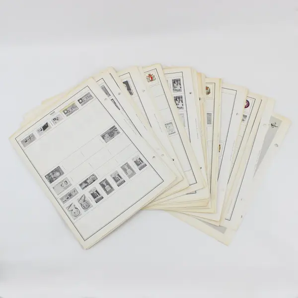 Lot of 75 Vintage H.E. Harris Worldwide Stamp Album Pages Used