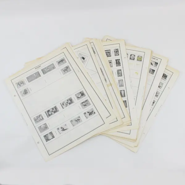 Lot of 82 H.E. Harris Worldwide Stamp Album Pages B&W 9.4x12.4
