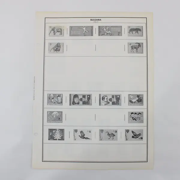 Lot of 82 H.E. Harris Worldwide Stamp Album Pages B&W 9.4x12.4