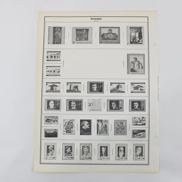 Lot of 82 H.E. Harris Worldwide Stamp Album Pages B&W 9.4x12.4