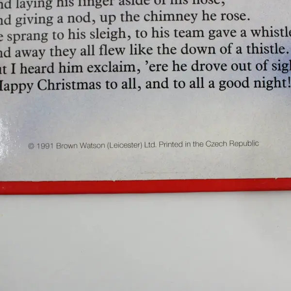 Brown Watson The Night Before Christmas Pop-Up Picture Story 1991 Clement Moore