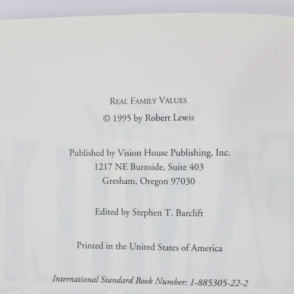 Real Family Values: Keeping the Faith HC Book 1995, Robert Lewis/Rich Campbell 