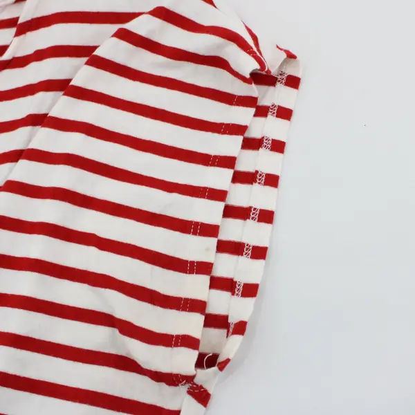 Green Envelope Women's XL White Red Striped Curved Hem Tee