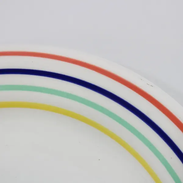 4 Ceramic Salad Plates 7.75 Inch Multicolor Quadruple Stripe
