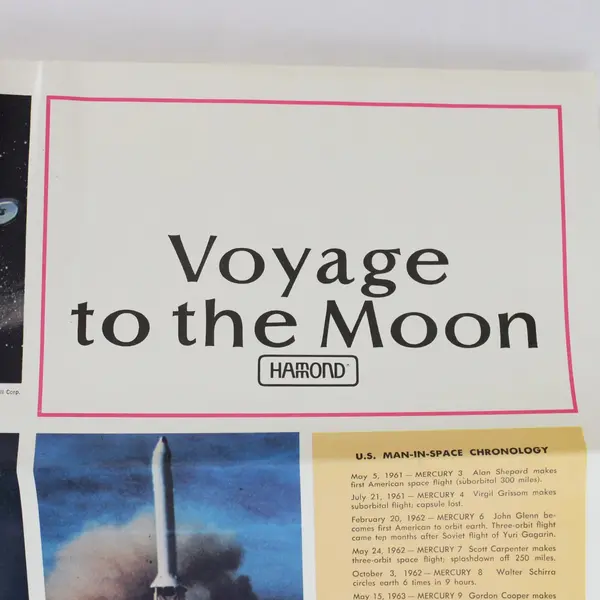 Vintage Hammond Voyage to the Moon Fold-Out Space Poster 38x25