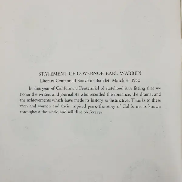 California Literary Centennial 1850-1950 Booklet Jack London Mark Twain