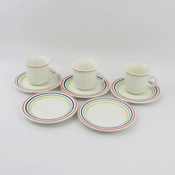 8-Piece Quadrifoglio  Italian Coffee Cup & Saucer Set 3 Mugs 5 Saucers Striped