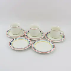 8-Piece Quadrifoglio  Italian Coffee Cup & Saucer Set 3 Mugs 5 Saucers Striped