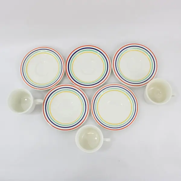 8-Piece Quadrifoglio  Italian Coffee Cup & Saucer Set 3 Mugs 5 Saucers Striped