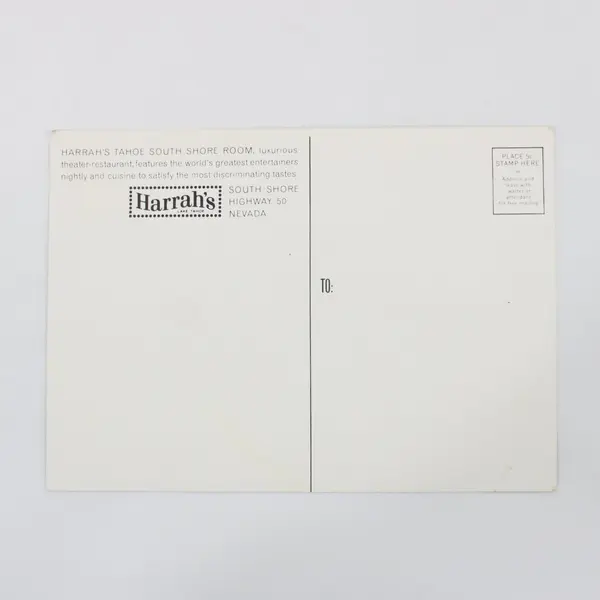 Vintage 1960s Harrah's Tahoe South Shore Room Postcard