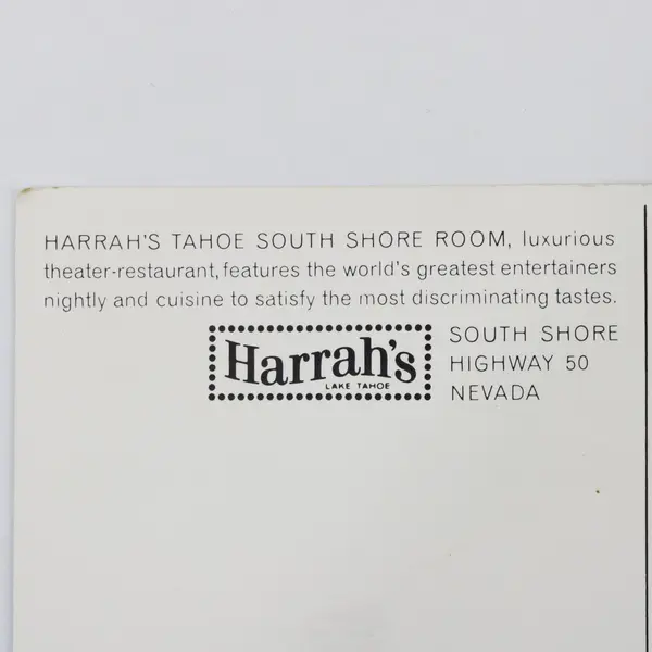 Vintage 1960s Harrah's Tahoe South Shore Room Postcard