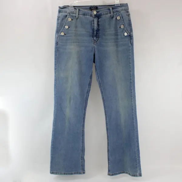 Curve Appeal Women's Bootcut Jeans Medium Wash Size 14/32 Silver Buttons