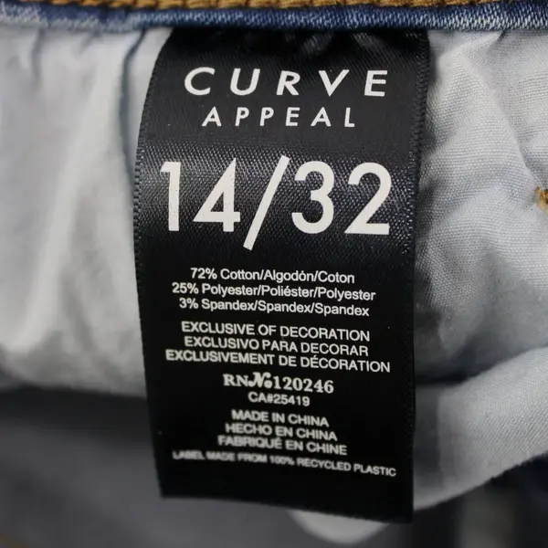 Curve Appeal Women's Bootcut Jeans Medium Wash Size 14/32 Silver Buttons