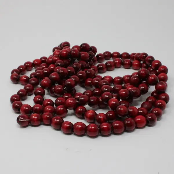 Lot of 2 Red Wooden Bead Christmas Garland Holiday Tree Decor