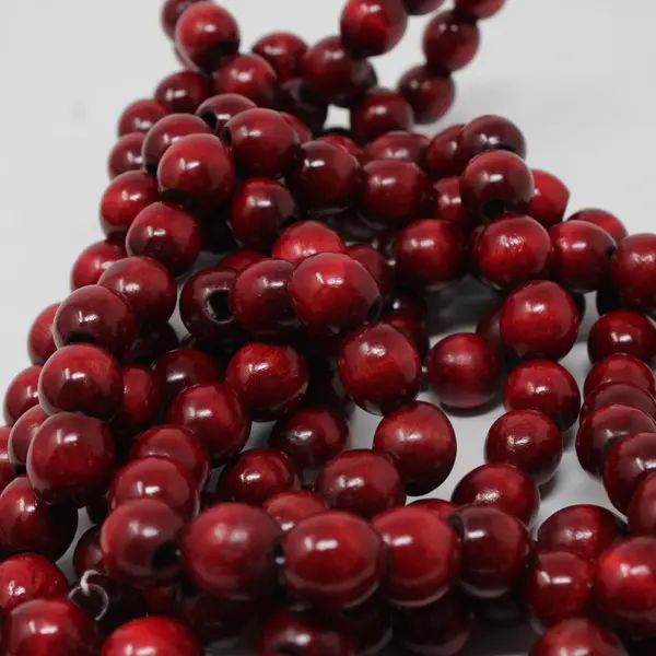 Lot of 2 Red Wooden Bead Christmas Garland Holiday Tree Decor