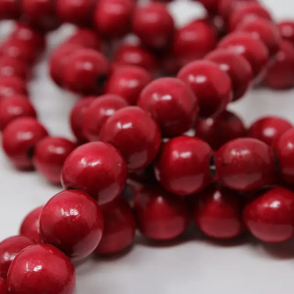 Lot of 2 Red Wooden Bead Christmas Garland Holiday Tree Decor