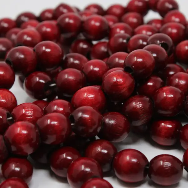 Lot of 2 Red Wooden Bead Christmas Garland Holiday Tree Decor