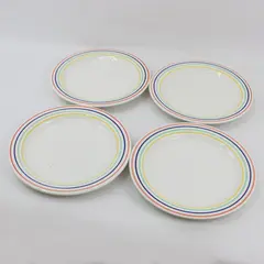  Set of 4 Quadrifoglio Ceramic Dinner Plates Made in Italy 9.5 Inch Stripes