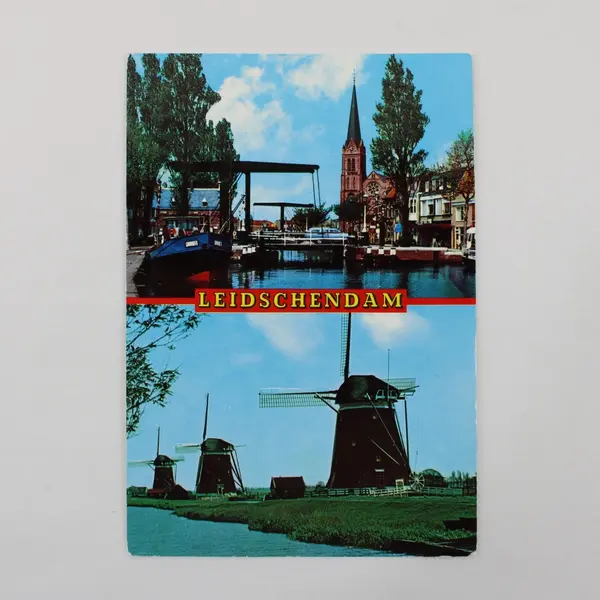 Vintage 1960s Leidschendam Netherlands Dutch Windmills Postcard