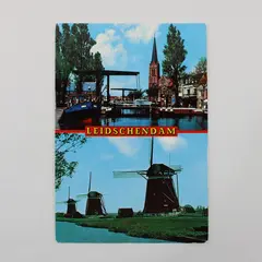 Vintage 1960s Leidschendam Netherlands Dutch Windmills Postcard