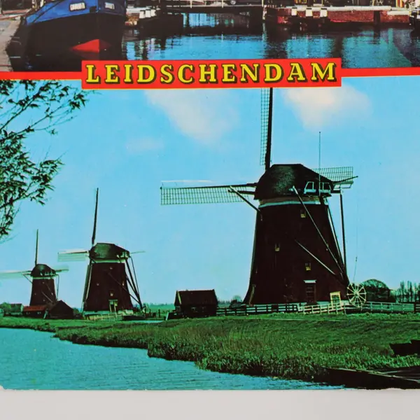 Vintage 1960s Leidschendam Netherlands Dutch Windmills Postcard