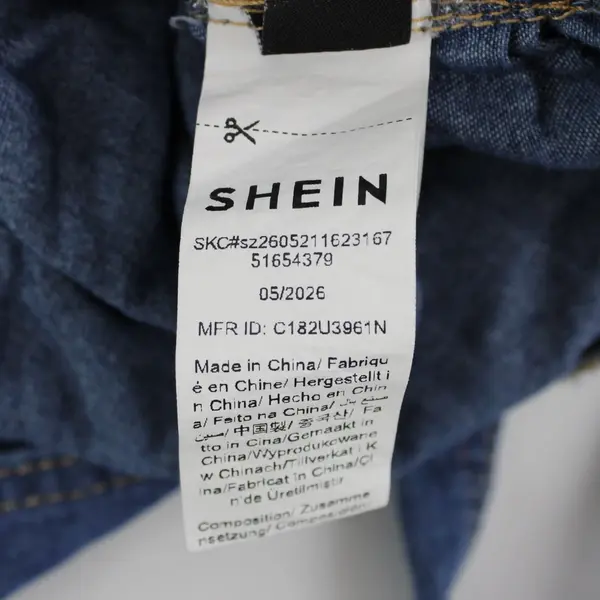 SHEIN Women's 2XL Blue Denim V-Neck Maxi Halter Dress Sleeveless Slit