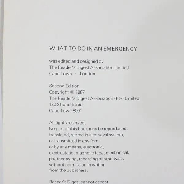 Reader's Digest South African What To Do In An Emergency 2nd Ed 1987
