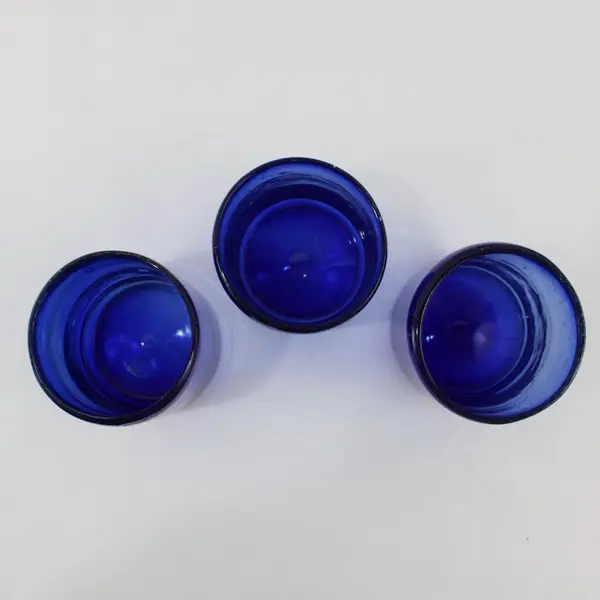 Set of 3 Cobalt Blue Hand-Blown Old Fashioned Cocktail Glasses