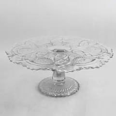 Imperial Glass Ohio Fashion Clear Pressed Glass Cake Stand 13" Round