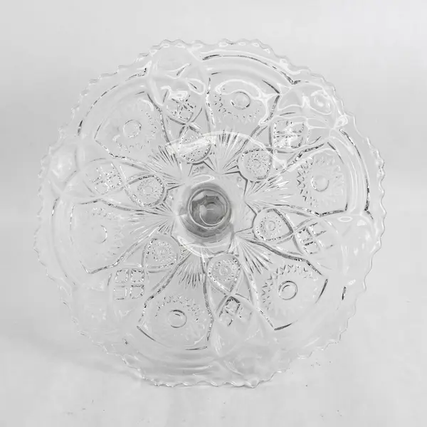 Imperial Glass Ohio Fashion Clear Pressed Glass Cake Stand 13" Round