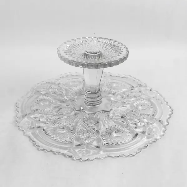 Imperial Glass Ohio Fashion Clear Pressed Glass Cake Stand 13" Round