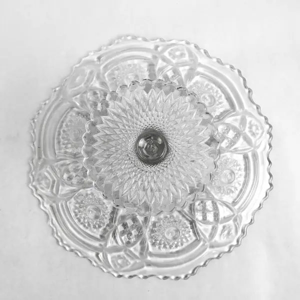 Imperial Glass Ohio Fashion Clear Pressed Glass Cake Stand 13" Round
