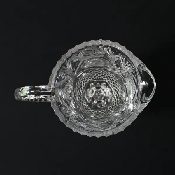 Vintage Lead Crystal Etched Rose Footed Pitcher 10.5 Inch