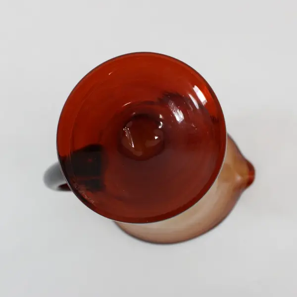 Vintage Hand-Blown Glass Footed Tulip Pitcher Amber Ombre 11 in 