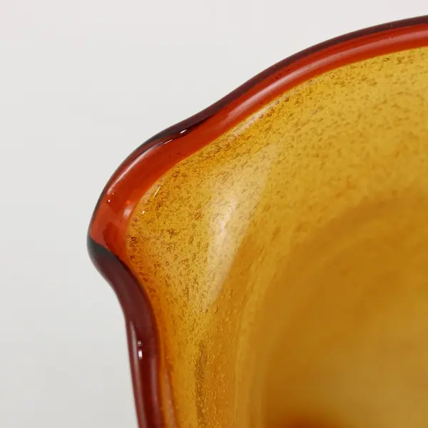 Vintage Hand-Blown Glass Footed Tulip Pitcher Amber Ombre 11 in 