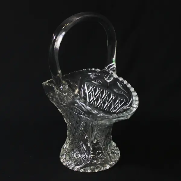 Princess House Bride's Basket 10 Inch Diamond Cut Glass 1980s Retired