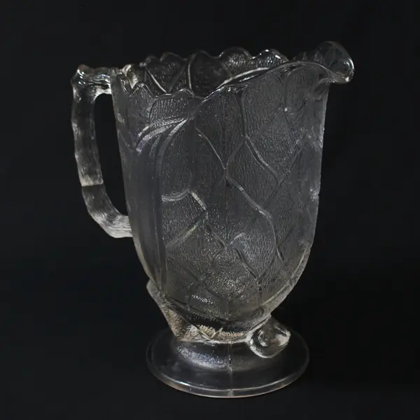 Antique EAPG Garden of Eden Lotus and Serpent Clear Glass Pitcher