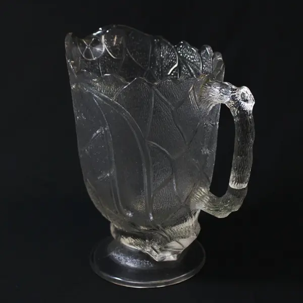 Antique EAPG Garden of Eden Lotus and Serpent Clear Glass Pitcher