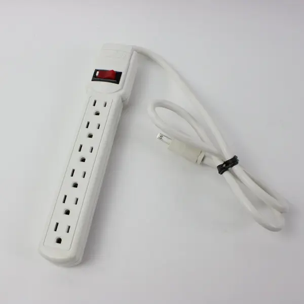 ElectriCord Leviton 6-Outlet White Power Strip Attached Cord Switch