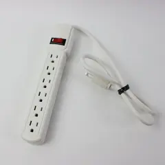 ElectriCord Leviton 6-Outlet White Power Strip Attached Cord Switch