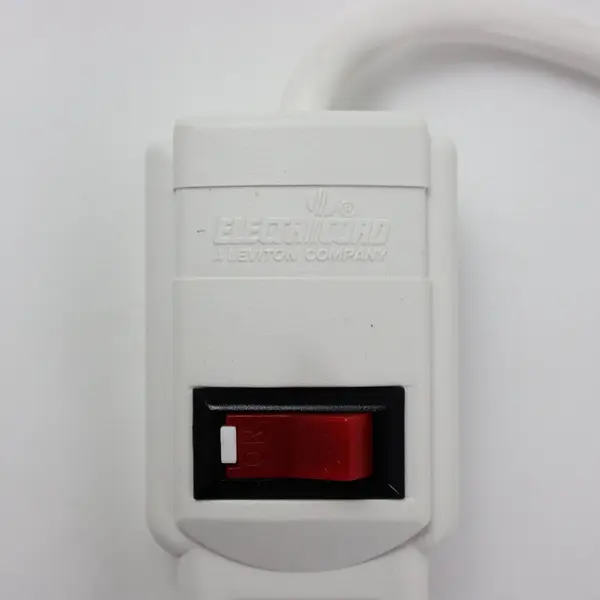 ElectriCord Leviton 6-Outlet White Power Strip Attached Cord Switch