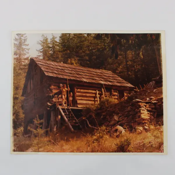 Vintage 1970s Rustic Log Cabin Woodland Photograph Print 8x10