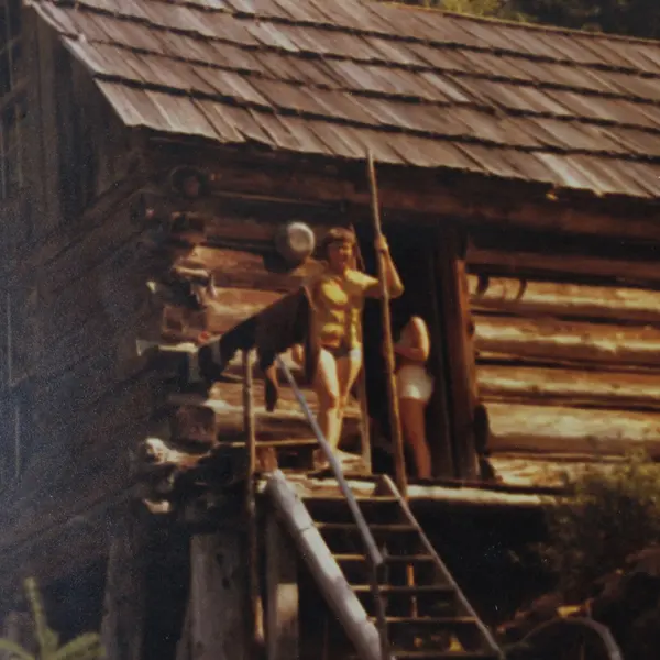 Vintage 1970s Rustic Log Cabin Woodland Photograph Print 8x10