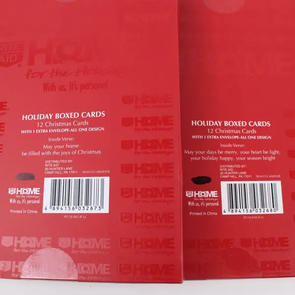 Lot of 2 Rite Aid Home for the Holidays Christmas Cards 12 Each