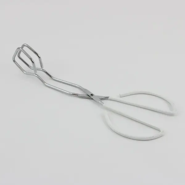 Stainless Steel Scissor Tongs 12.5in Cooking White Heat-Resistant Handles