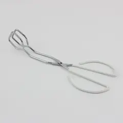 Stainless Steel Scissor Tongs 12.5in Cooking White Heat-Resistant Handles