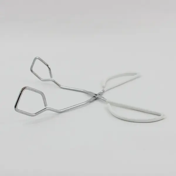 Stainless Steel Scissor Tongs 12.5in Cooking White Heat-Resistant Handles